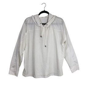 Cable & Gauge Studio White Long-Sleeve Hoodie Pullover Drawstring Neck Womens XL